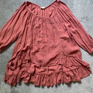 Japna Peachy Cold Shoulder Embroidered Top